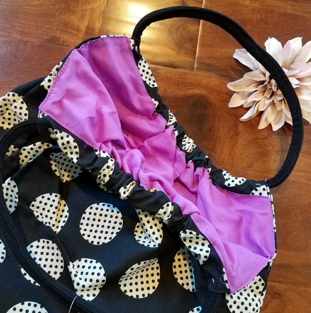 Culdesac| black and white polka dot Canvas bag